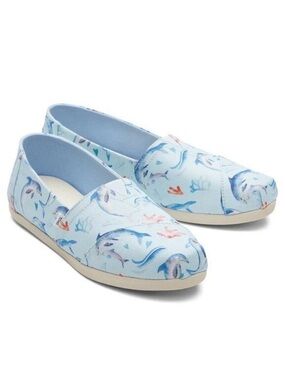 TOMS Women’s Alpargata Dolphin print slip on shoes Flats Size 7 Summer Coastal